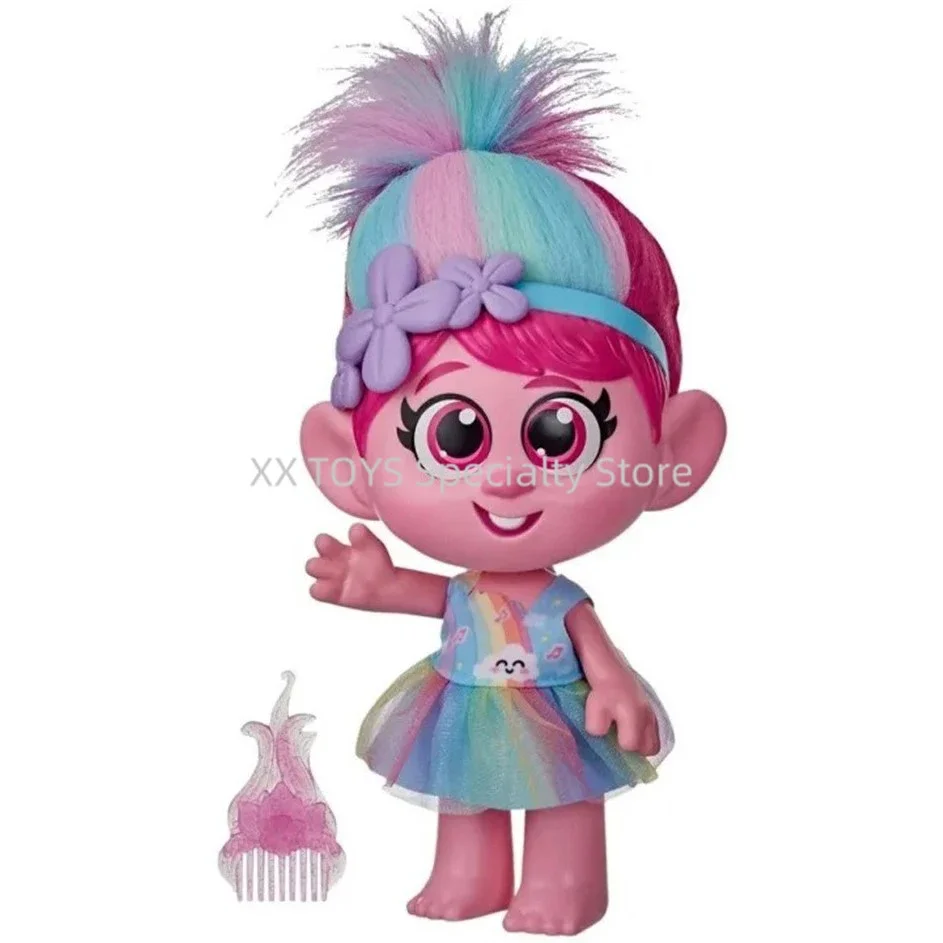 Тролли World Tour Poppy Doll Giggles and Sings Электронные звуковые куклы Волшебные волосы Эльф