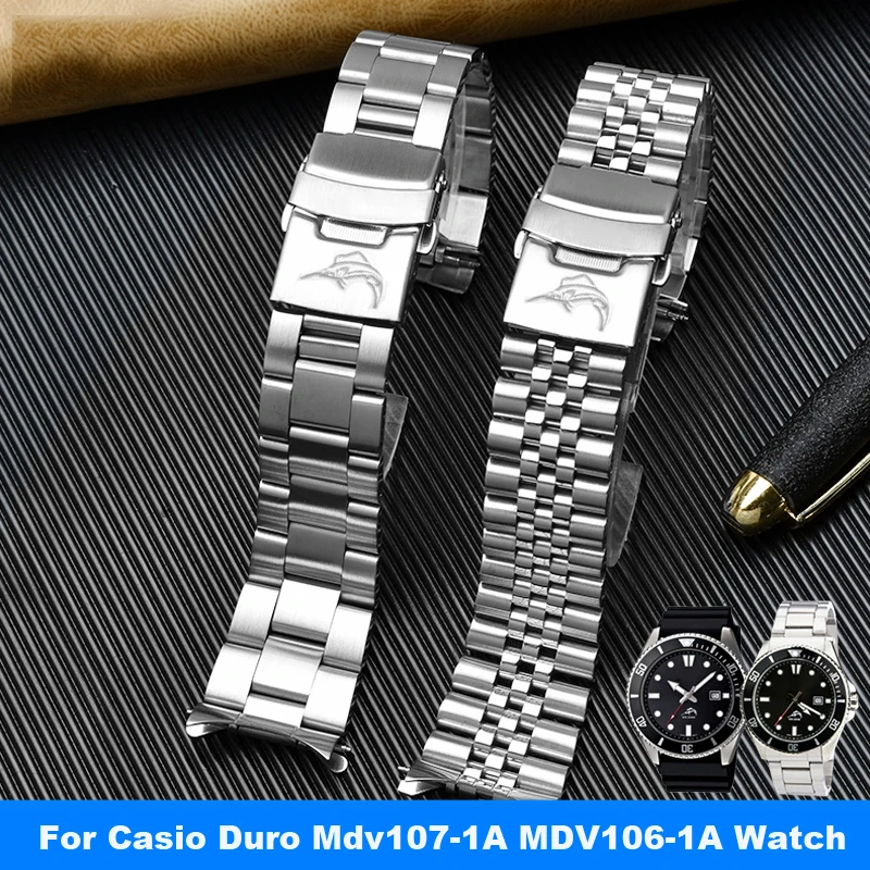 Steel Watch Band For Casio Swordfish MDV-106 107 Watch Band 2784 Steel Band Stainless Steel Watch Band Men's 22mm Accessories