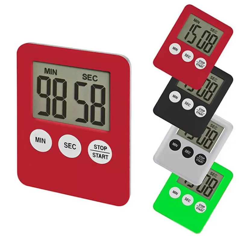 

2023NEW 1Pc 7 Colors Super Thin LCD Digital Screen Kitchen Timer Square Cooking Count Up Countdown Alarm Magnet Clock