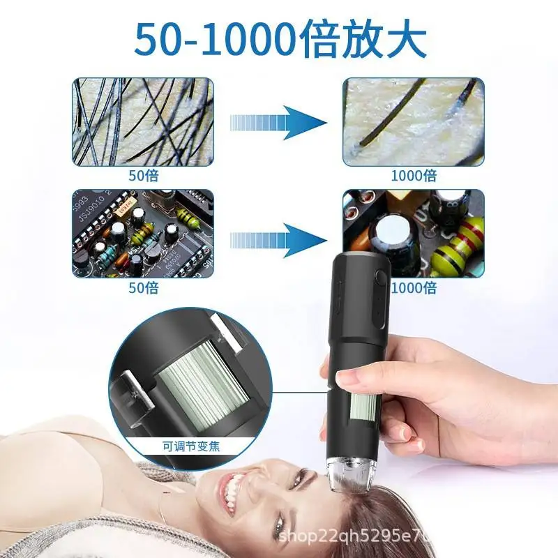 Фото Прямые поставки с завода: беспроводной Wi-Fi электронный микроскоп 2026 1000x USB с высоким разрешением, универсальный для компьютеров и мобильных телефонов №4