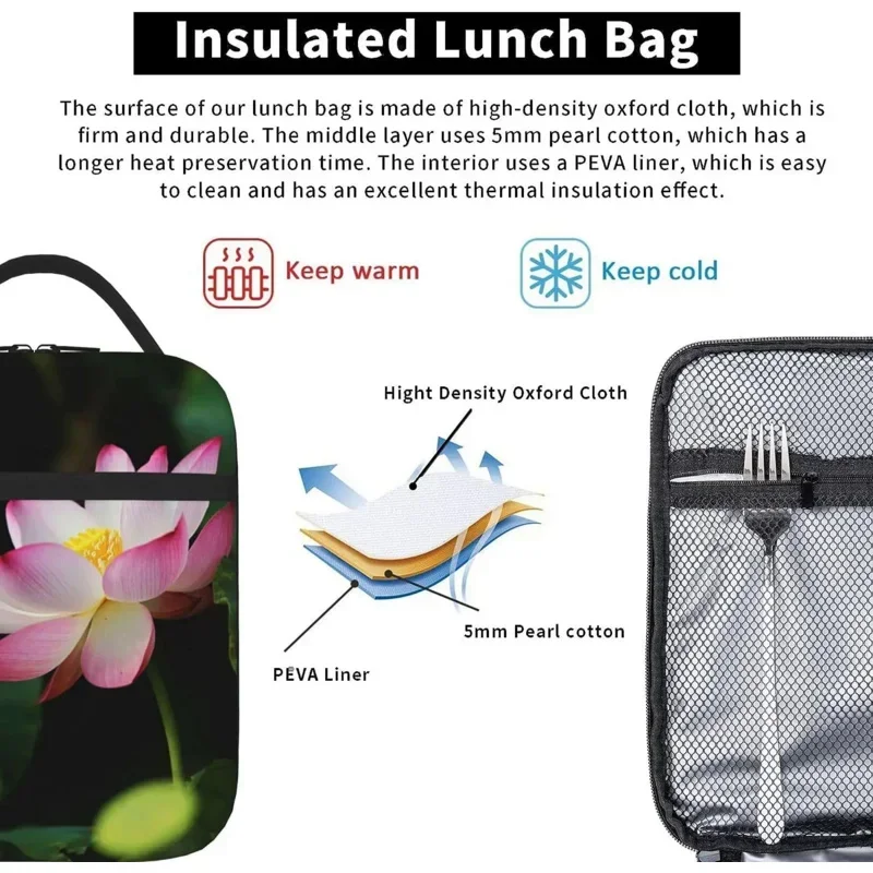 Pudełko na lunch z kwiatowym nadrukiem Izolowane torby wielokrotnego użytku