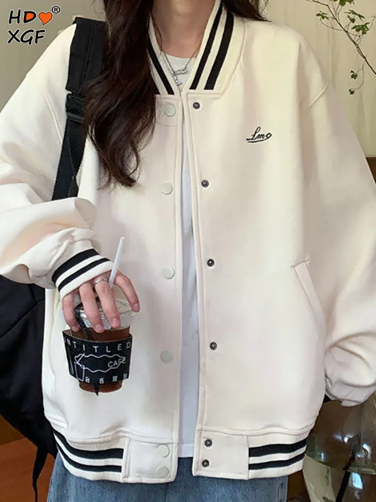 

Женская однотонная бейсбольная куртка в полоску, с круглым вырезом