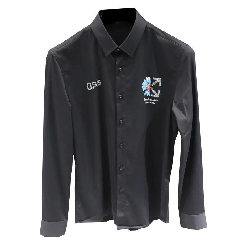 2022 autumn new digital printing slim long sleeve casual stretch shirt fashion personality jacket