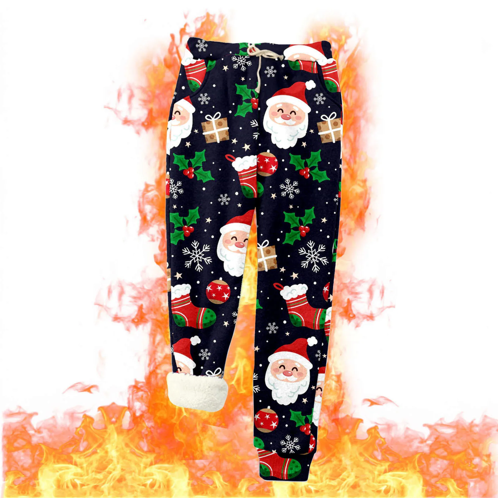 

Повседневные женские зимние теплые леггинсы с высоким флисовым принтом, теплые брюки с принтом, женские спортивные штаны на шнуровке с карм...