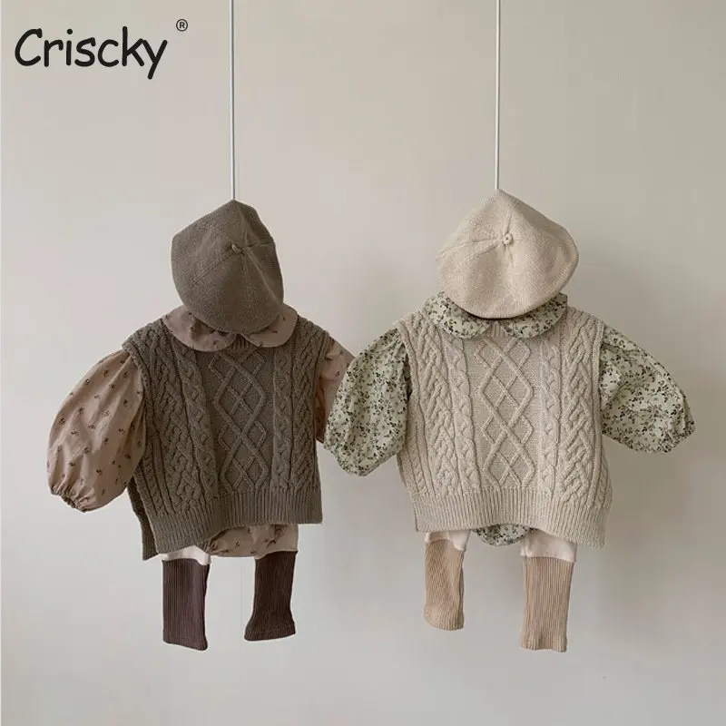 

Вязаный жилет для младенцев Criscky, Однотонный свитер без рукавов для девочек, Детский кардиган на весну и осень, куртка для мальчиков, Детская...