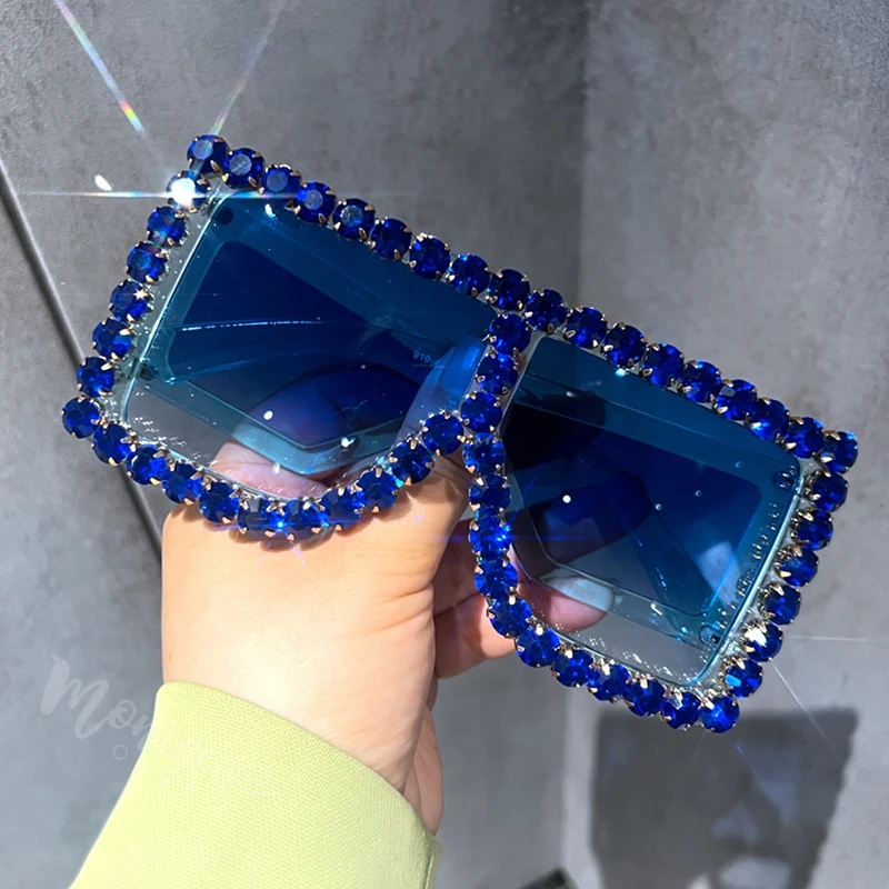 Роскошные солнцезащитные очки со стразами женские модные с большой оправой