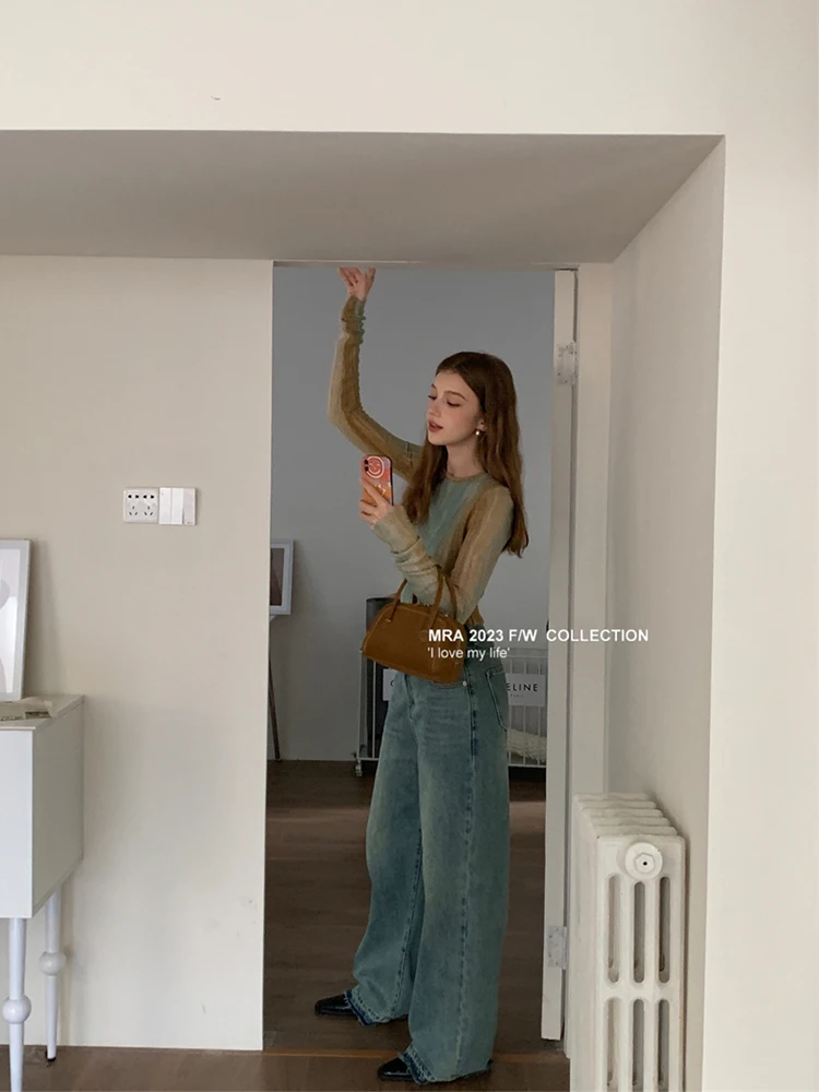 Женский джемпер с длинным рукавом Повседневный пуловер круглым вырезом и