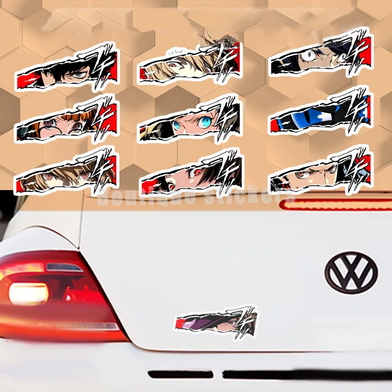 

3D Car Stickers with Large Area Doors, Persona, Amamiya Ren's Eyes Kill Japanese Modified JDM Body Decoration Car Styling