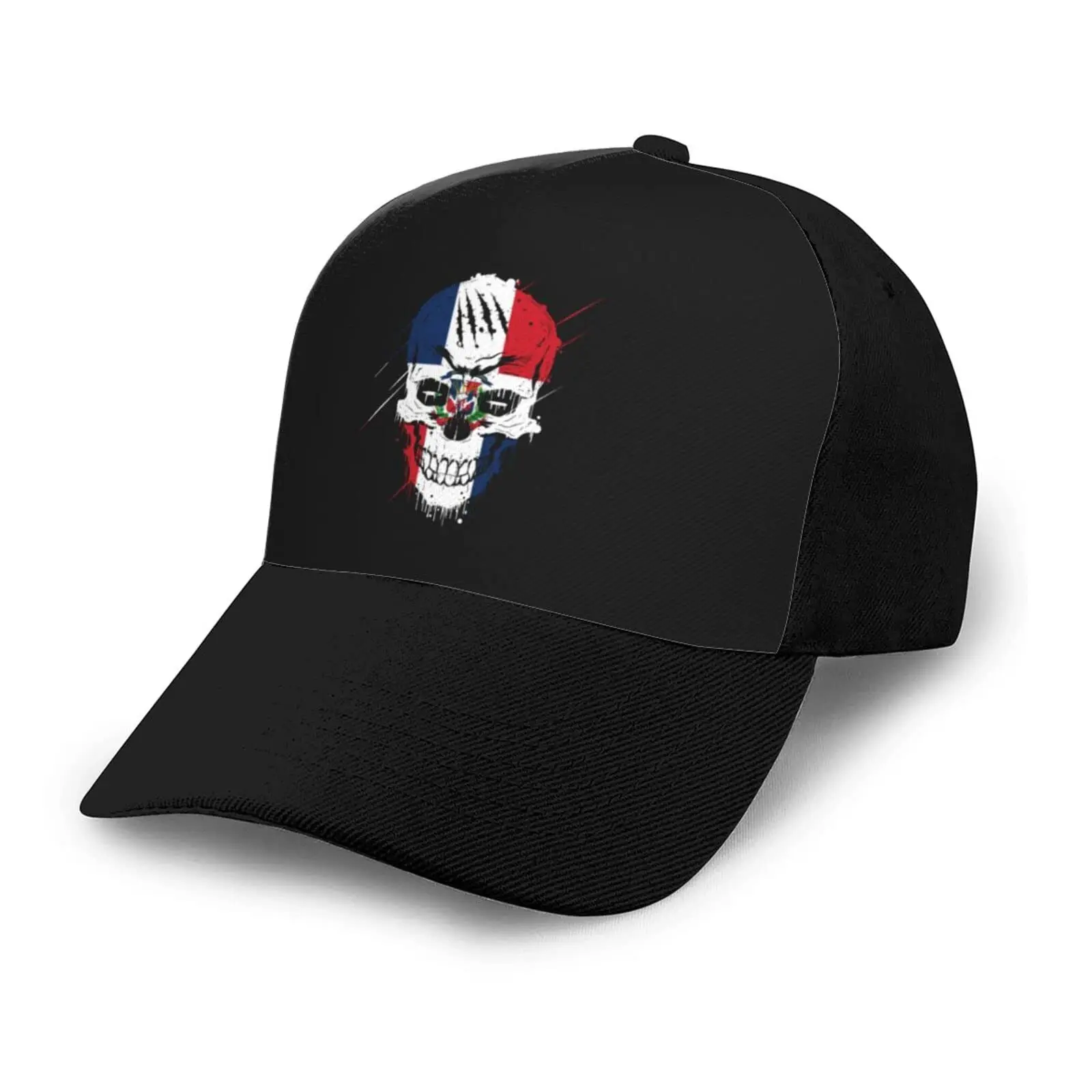 

Dominican Republic Patriot Skull National Flag Baseball Cap Breathable Hip-Hop Sun Hat Adjustable Trucker Men Women Unisex Gift