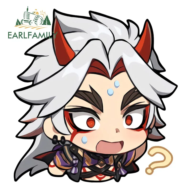 

EARLFAMILY Chibi Arataki Itto Car Sticker Big Head Anime Genshin Impact Vinyl JDM Rear Windshield Trunk Decal Cartoon Car Warp