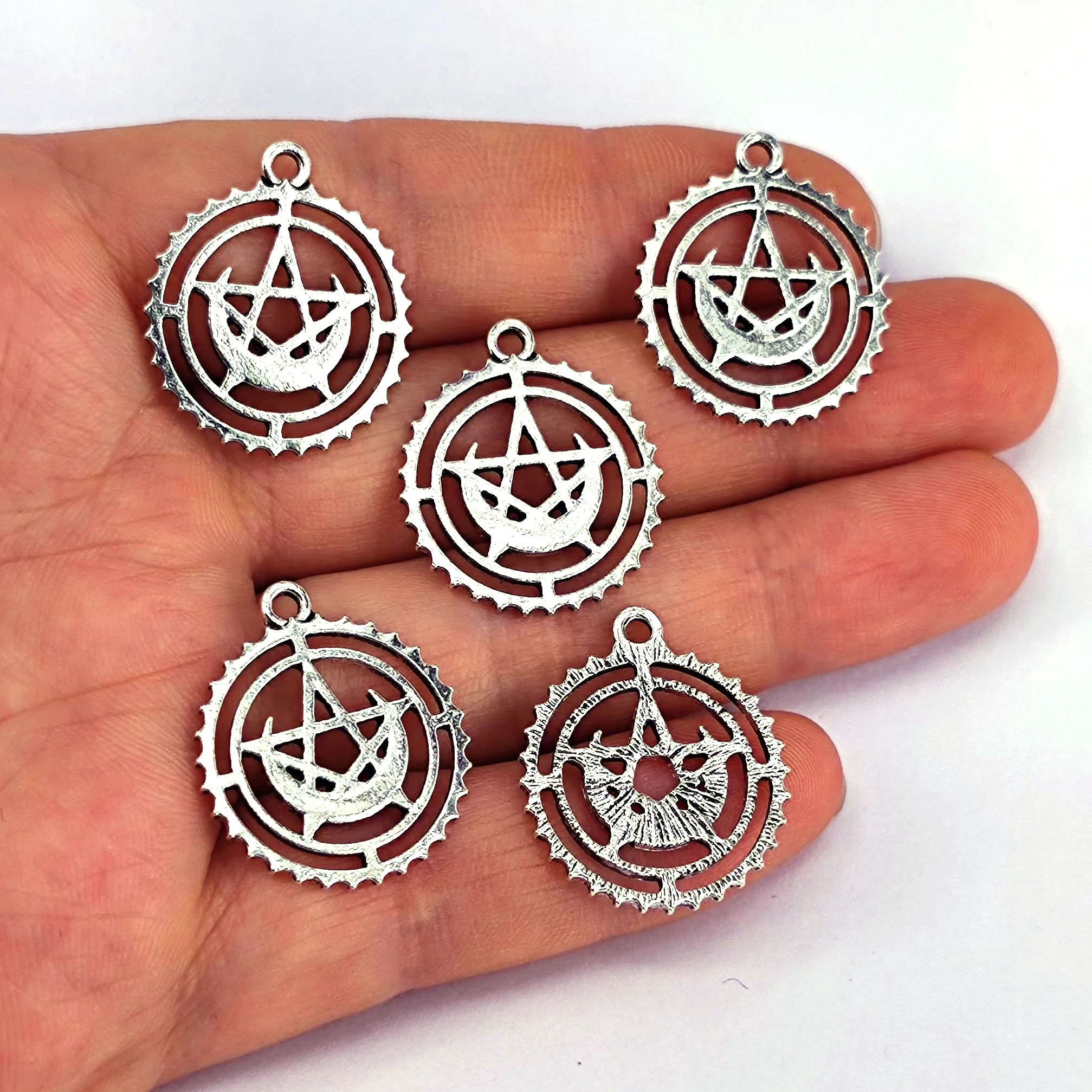 

5pcs Gothic Satan Pentagram Pentacle Star Moon Crescent pendant charm for DIY women Accessories