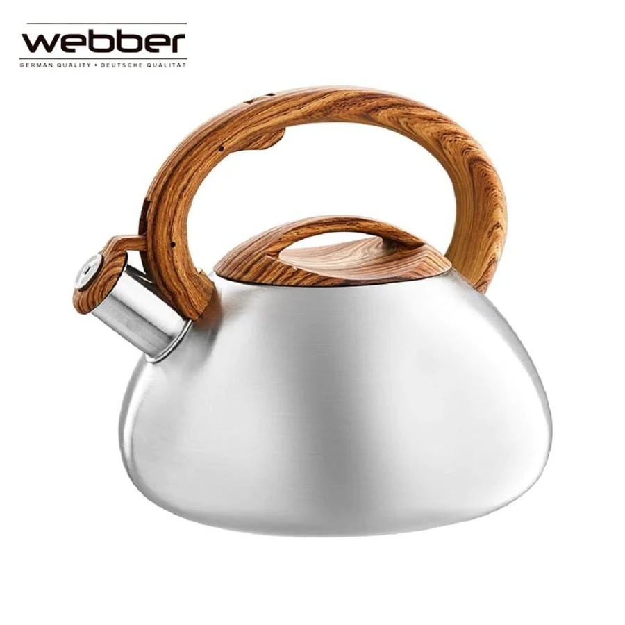 Чайник на воде Webber BE-0593 3L Кухонная утварь Нержавеющая сталь с сигналом чайников кипятить пластиковую ручку