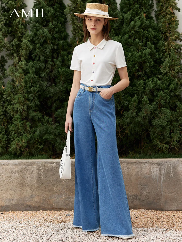 

Amii Minimalist Women's Jeans Summer High Waist Wide Leg Pants Loose Casual Pants Vintage Fashion Denim Trousers 12240559