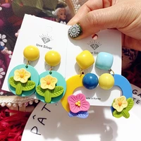 candy colors flower design woman fashion girls colorful summer earrings