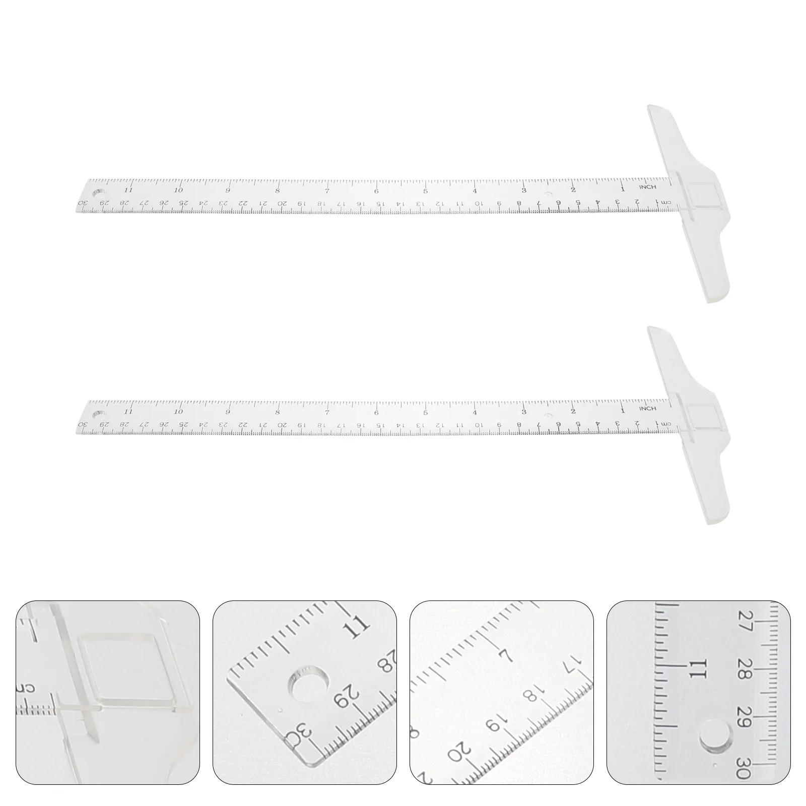 

2 Pcs Pro Tools T-square Plastic Measuring Tool Professional Shape Ruler Aluminum White Student Designing Rulers