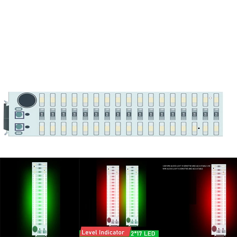 

Миниатюрный Музыкальный спектральный индикатор уровня звука 2X1, 7 светодиодный, USB, для усилителя мощности MP3