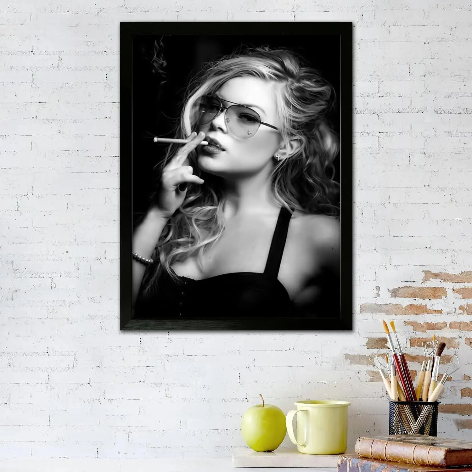 Женщина курящего холста художественный постер и настенное искусство печать с