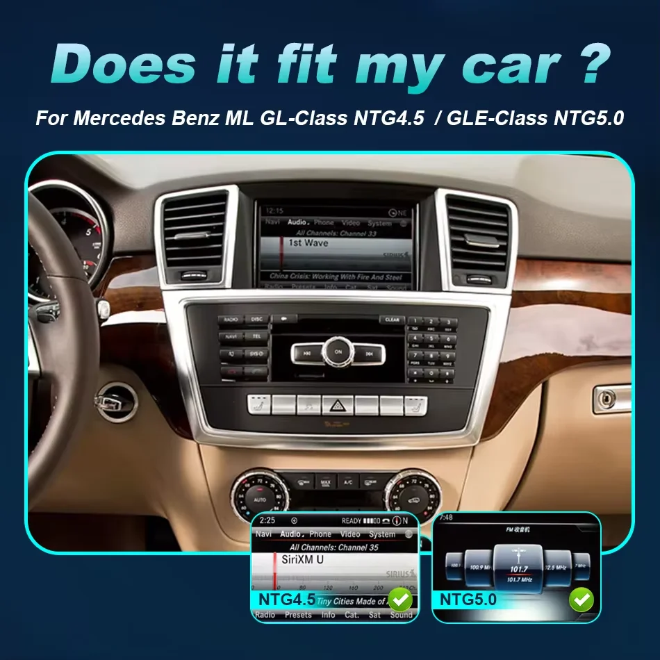Фото 9-дюймовый беспроводной экран CarPlay для Mercedes Benz ML GL GLE Class GPS Android Auto Автомобильный мультимедийный плеер Радионавигация №3