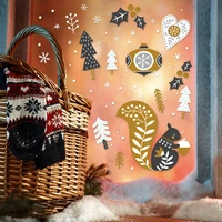 new christmas squirrel forest snowflake electrostatic glass paste living room bedroom creative simple decorative painting