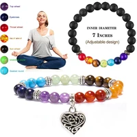 7 healing yoga chakra bracelet for women men pendant heart stone beads bracelet meditation energy couples bracelet jewelry gift