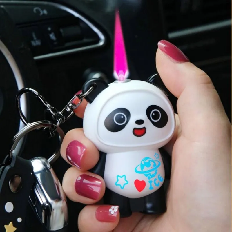 

Cute Panda Lighter Jet Pink Straight Flame Electronic Igniter Lighters Smoking Male Female General Lighter Unique Gift 2022 New