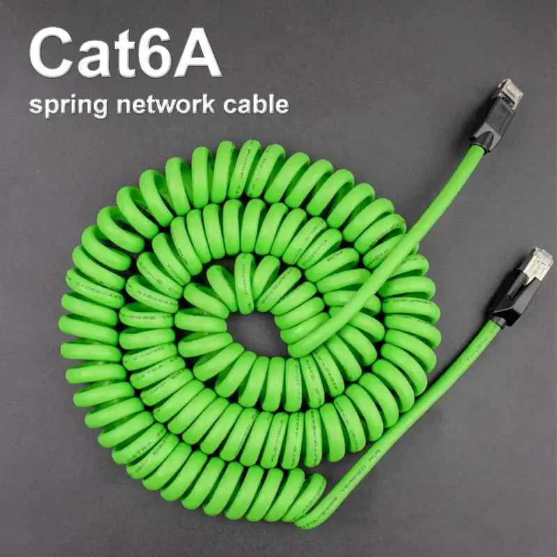 Сетевой кабель RJ45 8-контактный 1 метр пружина с экранированным кабелем Ethernet Cat6a