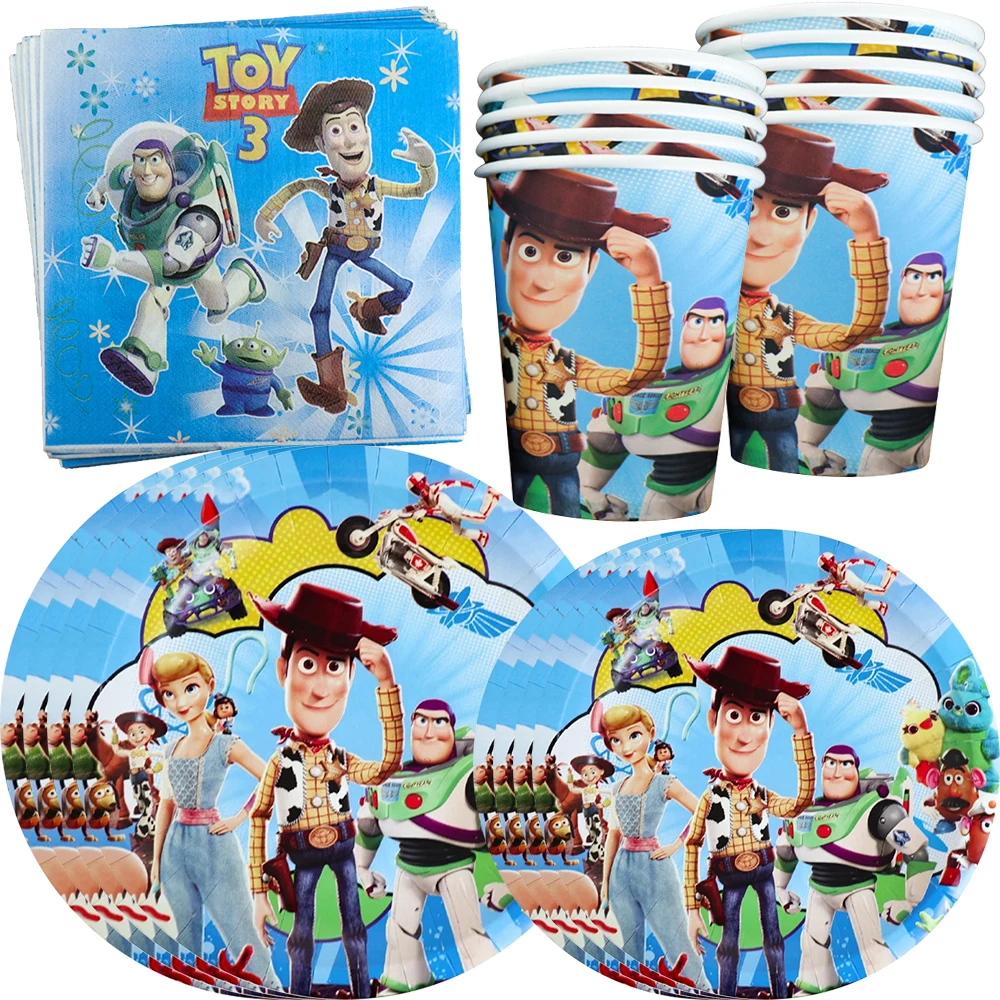 

Toy Story Birthday Party Decor Paper Tableware Cups Plates Napkins Balloons Banner Tablecloth for Kids Boys Baby Shower Supplies