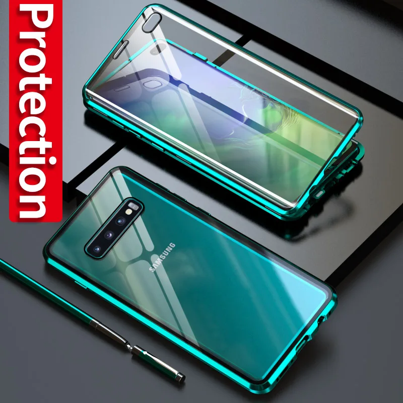 Double Side Tempered Glass 360 Case For Samsung Galaxy Note 20 Ultra F62 M62 S9+ S21Plus A71 Magnetic Metal Frame