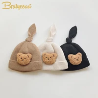 cute winter baby hat cartoon bear toddler beanie warm cotton lining knitted kids hats caps for girls boys infant stuff 6 24m