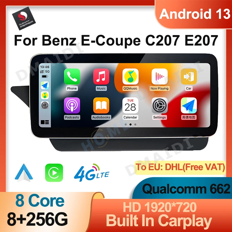

8G+256G Qualcomm Android 13 System Navigation For Mercedes Benz E Coupe C207 A207 Apple Carplay Video Multimedia Player