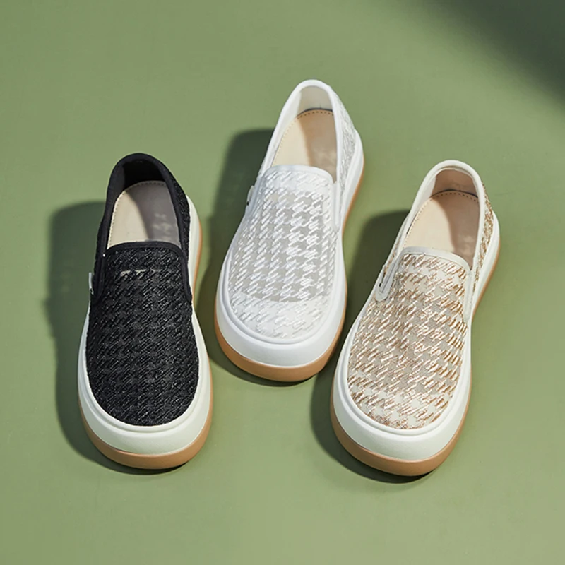 

Женские кроссовки на танкетке, повседневные кроссовки на платформе с круглым носком, без застежки, дышащие спортивные слипоны, лето 2022