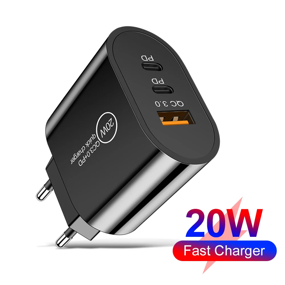 PD 20W USB C зарядное устройство быстрая зарядка зарядное устройство 3Ports Type C мобильный телефон зарядное устройство адаптер питания для Samsung Xiaomi iPhone QC3.0