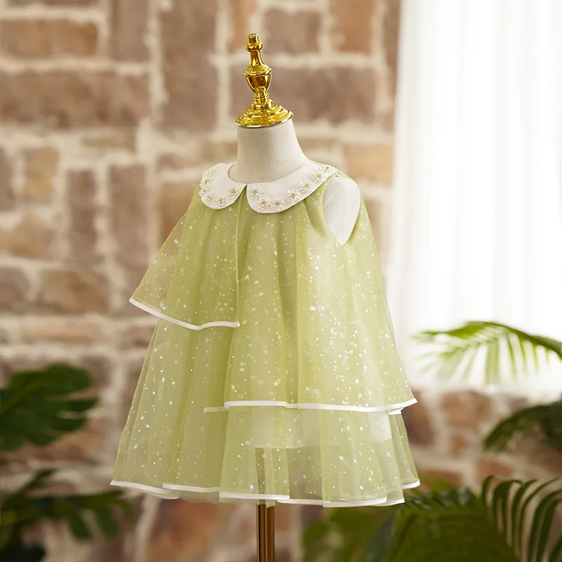 

Flower Girls Dress Children Birthday Baptism Clothing For Elegant Sequins Tulle Frocks Kids Boutique Party Gown for Girls' Eid