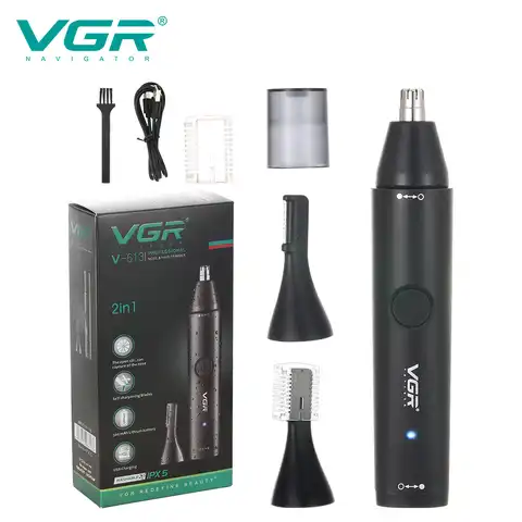 VGR V-613 2 в 1 моющийся триммер для волос в ушах и носу уход очиститель ушей перезаряжаемый электрический триммер для бровей для бороды на лице