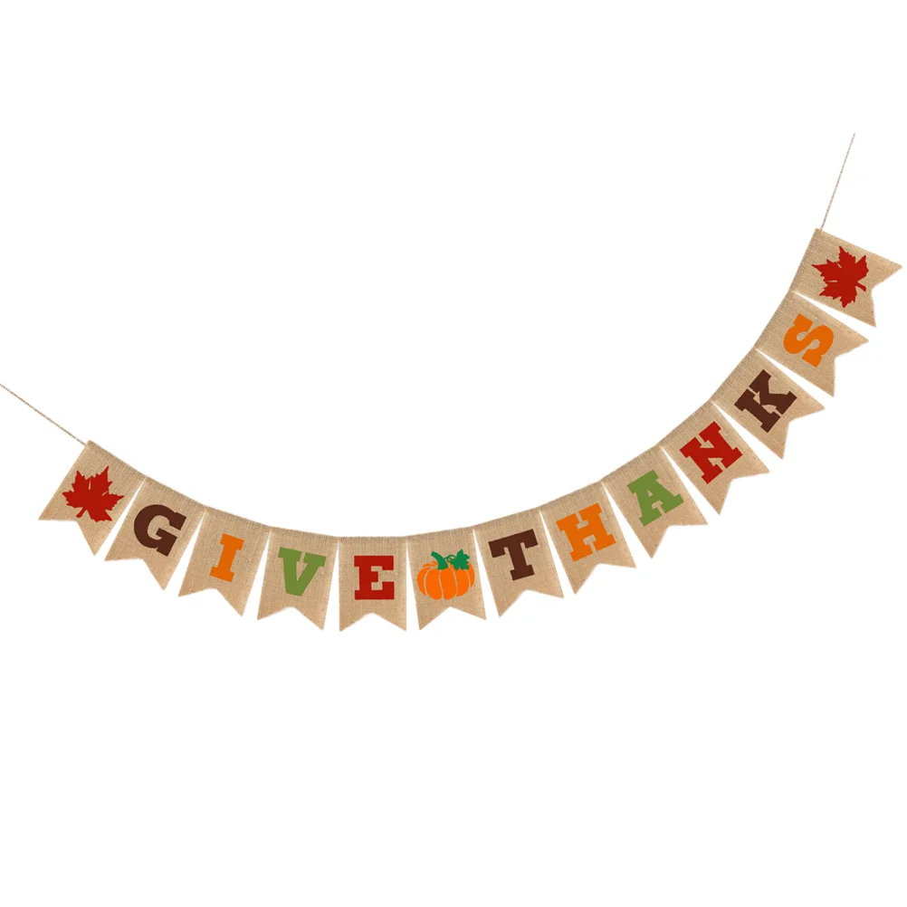 

Thanksgiving Hanging Fall Banner Garlands Props Burlap Decorations Ceiling Supplies Party Decors Door Harvest Paper Wall Banners