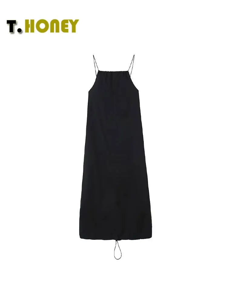 

Женское модное платье TELLHONEY с квадратным вырезом и открытой спиной, женские повседневные свободные платья средней длины с рукавами, трапециевидным подолом и кулиской