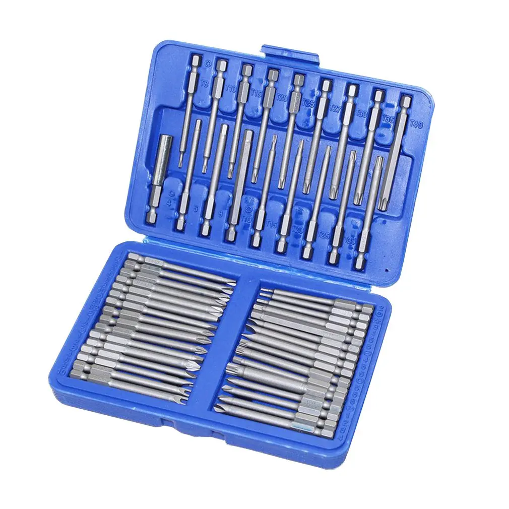 

50Pcs Extra Long Magnetic Screwdriver Bit Set Hex 1/4 Screwdriver Bits Kit Torx Star Hex Spline Bit Set Security Hand Tool Set