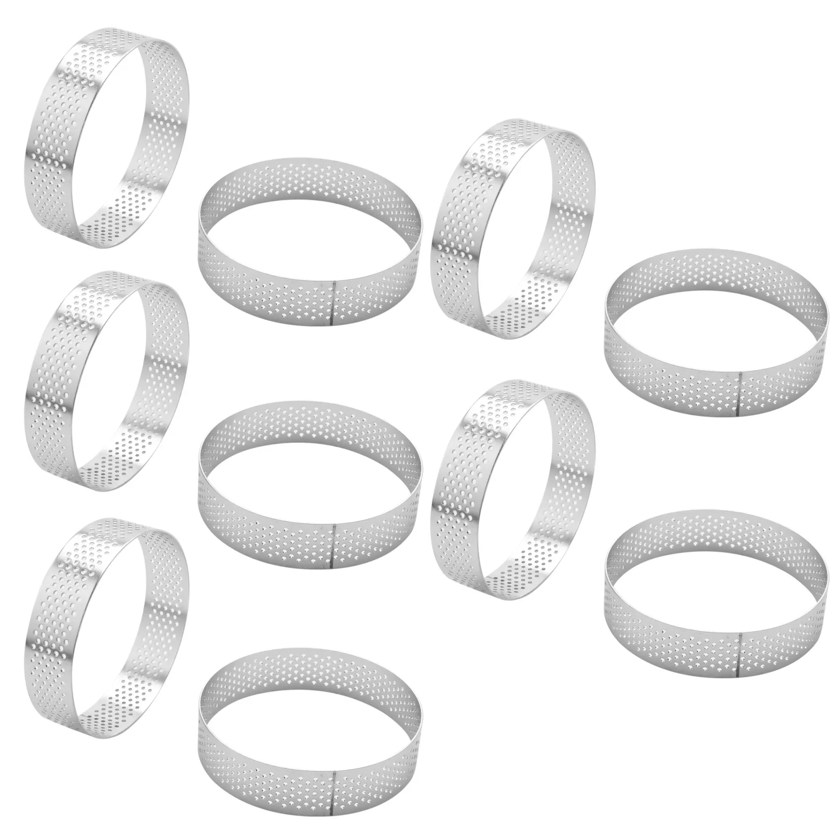 

30Pcs Circular Stainless Steel Porous Tart Ring Bottom Tower Pie Cake Mould Baking Perforated Cake Mousse Ring 8cm