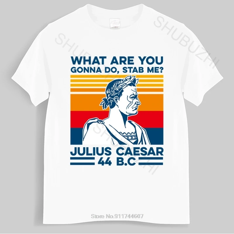 

Cotton Tshirt Men Crew Neck Tops What are you gonna do Stab me Julius Caesar 44 BC Vintage summer teeshirt plus size
