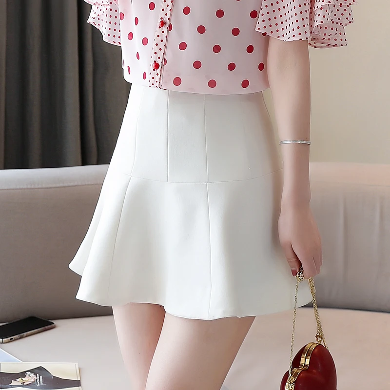 

Summer Women's Skirt Fashion Sweet New Empire Solid Color Zipper Famale Clothing