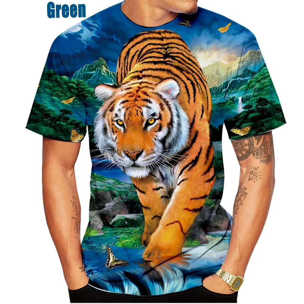 

Hot Sale New Animal 3D Tiger Print T-shirt Men and Women Casual Fashion Hip-hop Cool Short-sleeved Tee Shirt