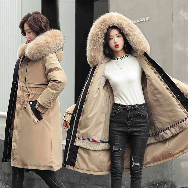 New Women Winter Jacket Long Coat Casual Parkas Removable Fur Lining Hooded Parka Cotton Thicken Warm Jacket Mujer Coats 4XL