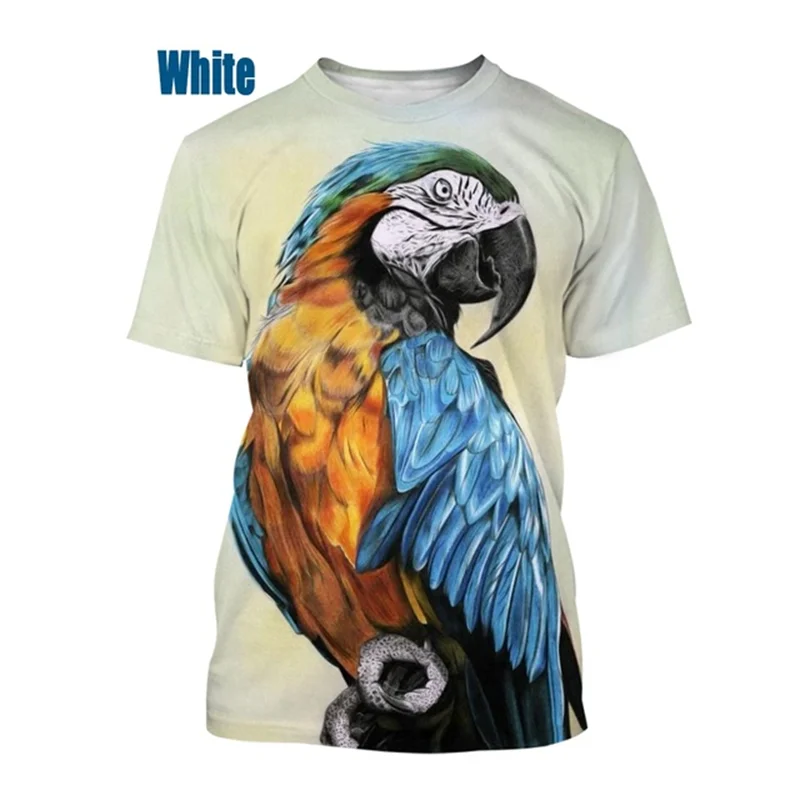 

Camiseta De Manga Corta Para Hombre, Camiseta Informal De Verano De Talla Grande Con Estampado 3D De Loro Salvaje Y Selva
