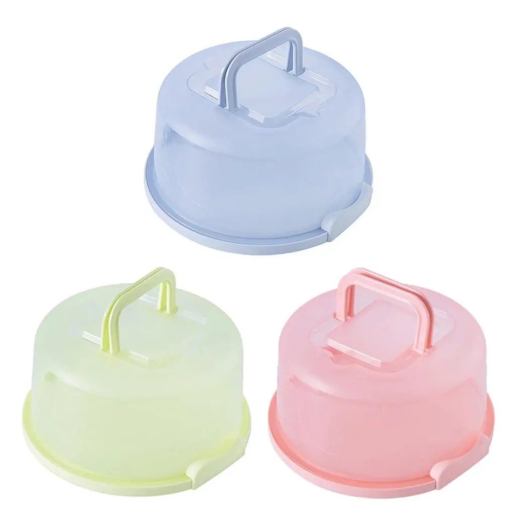 Round Plastic Cake Carrier Box Cake Plate Holder with Lockab