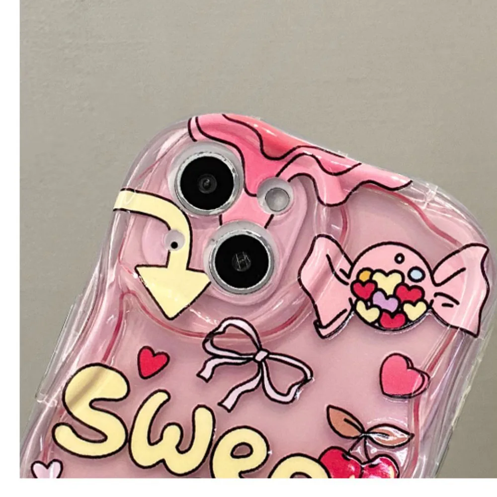 Korea Cute Pink Love Heart Keychain Transparent Clear Soft Phone Case for iphone 13 14 Pro Max 12 11 XR X XS 7 8 plus SE Cover