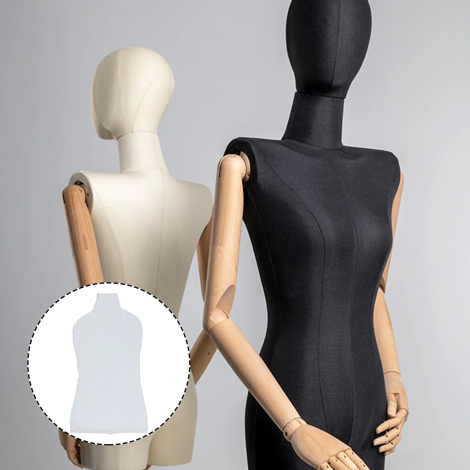 Lace Black Top Cloth Cover Upper Body Mannequin Overlay Decorative Model 68.5X36CM Dummy Cotton White Woman