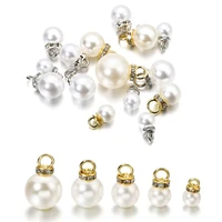 5pcs 810121416mm imitation pearl clear gold crown pendant charm for bracelet jewelry spacer loose beads diy earrings making