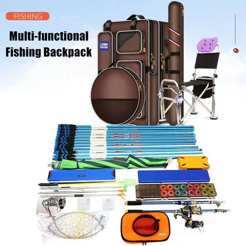70/80CM Fishing Bag Fishing Chair Backpack Rod Bag Lure Line Tackle Box Accessories Storage Waterproof Outdoor Camping Ruskpack enlarge