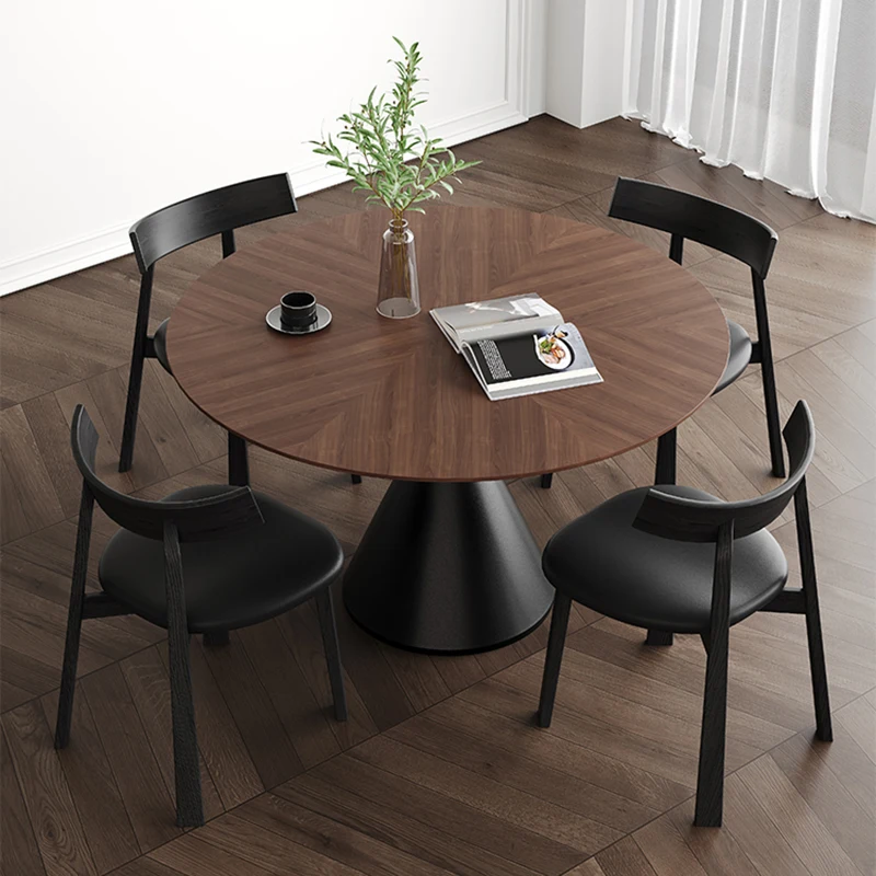 Круглый деревянный обеденный стол боковой уличный ресторан скандинавский