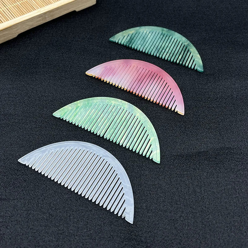

Retro Hair Comb Acrylic Crescent Comb DIY Antique Headwear with Antique Accessories